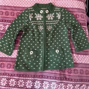 Cozy Green and White Cardigan Sweater